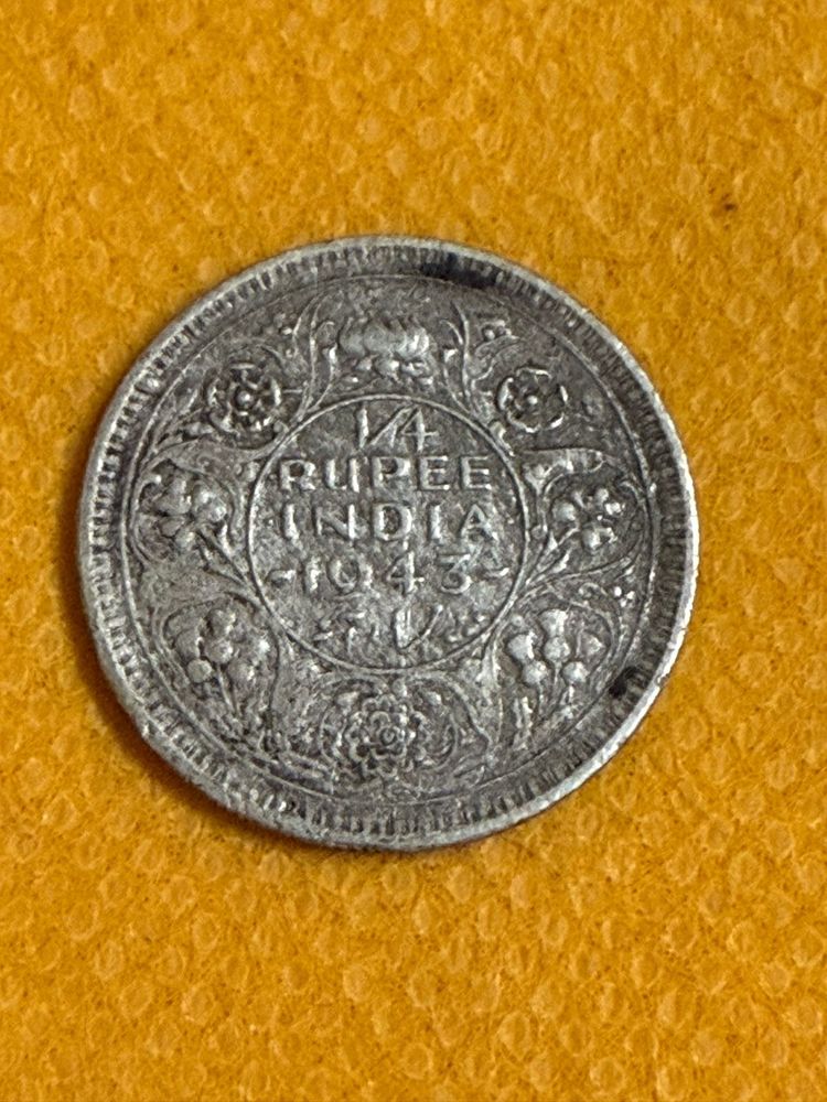 1/4th Rupee Silver George V1 1943 British India