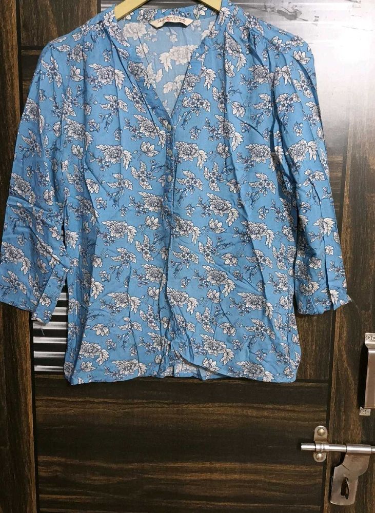 Ice Blue Rayon Top