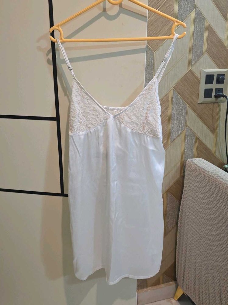 White Satin Night Dress L Size