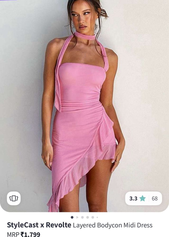 Pink One Shoulder Mini Dress