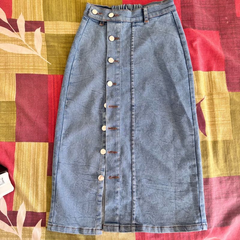 Denim Button-Down Skirt