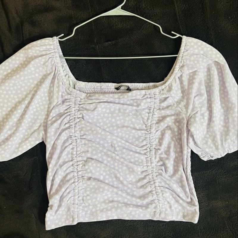 Polka Dot Puff Sleeve Top