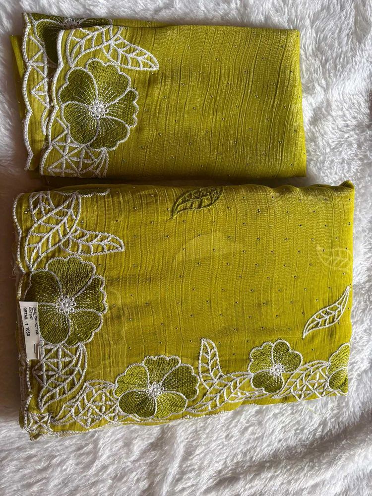 Elegant Embroidered Saree with work blouse piece