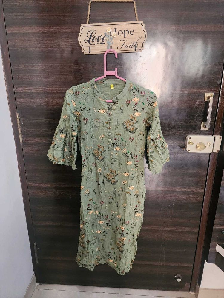 Olive New Balloon Sleeves Kurta 😍
