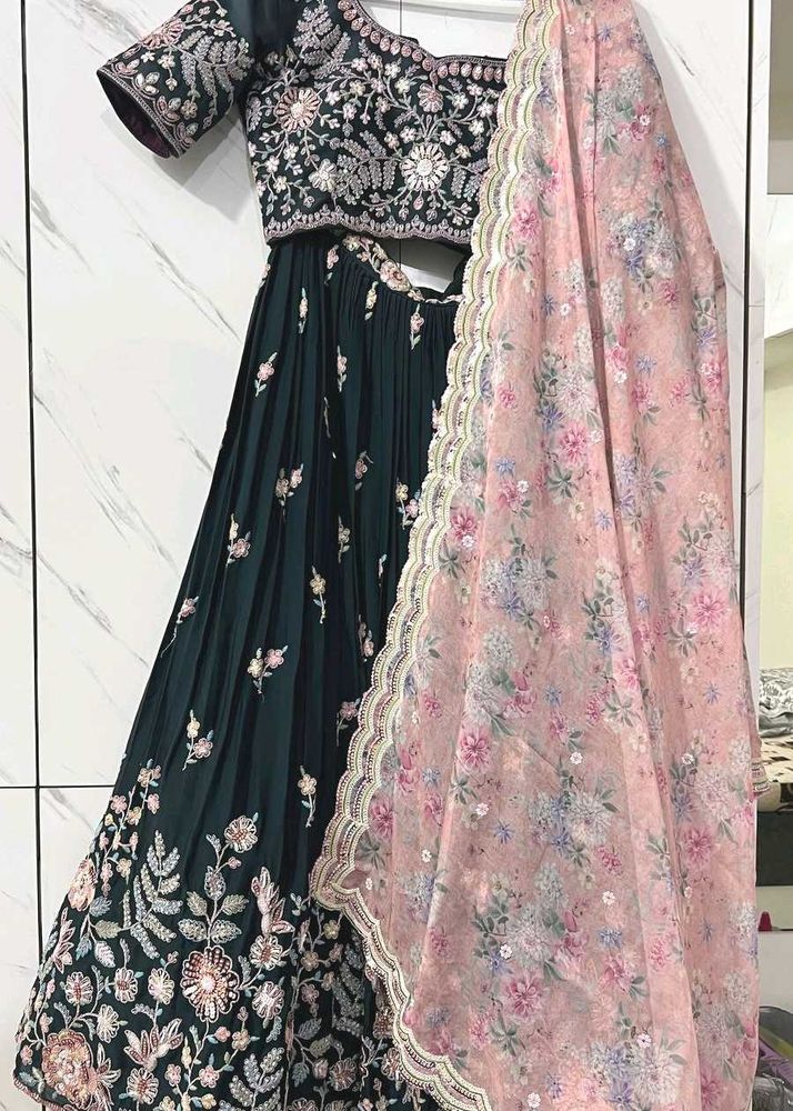 Elegant Teal Green Lehenga Choli Set