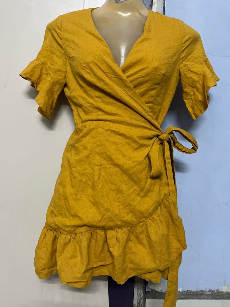 Pintrest Yellow Wrap Dress