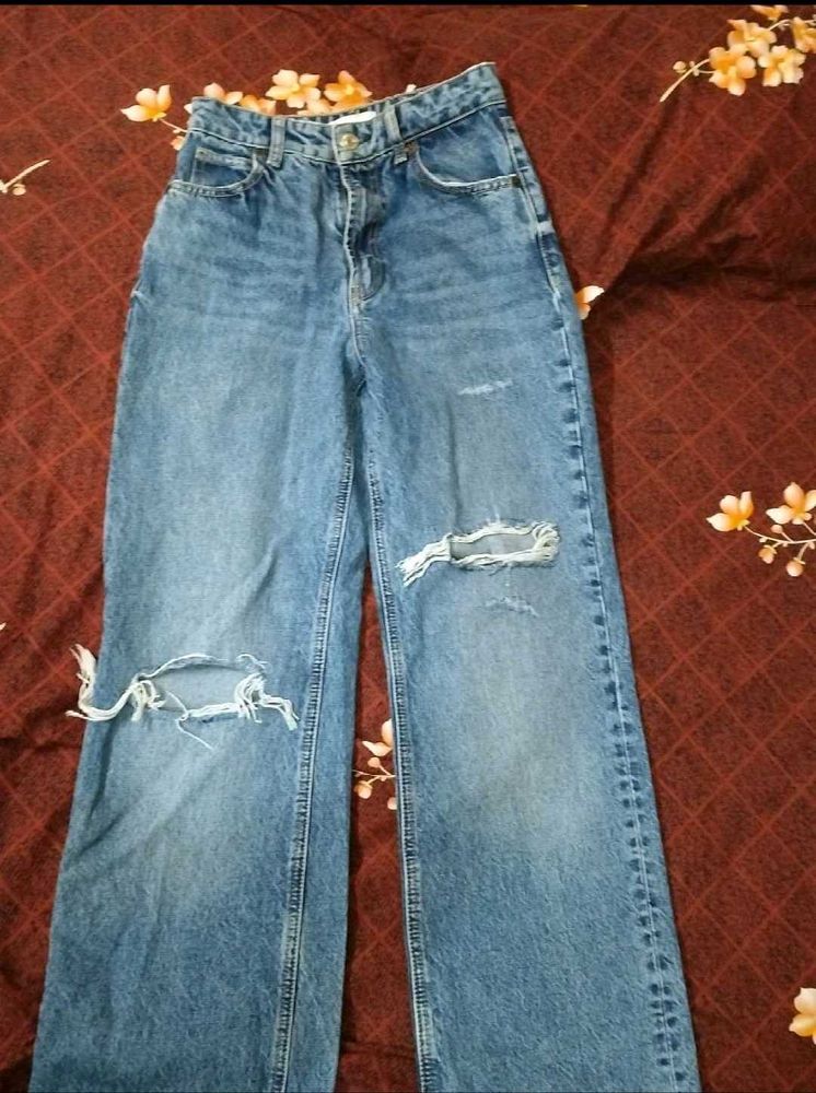 Ripped Wide Leg Jeans