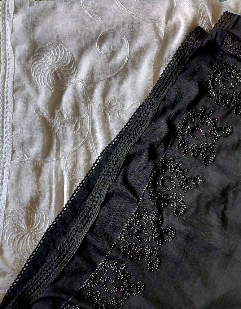 Black And White Embroidered Dupattas 🖤🩶🤍