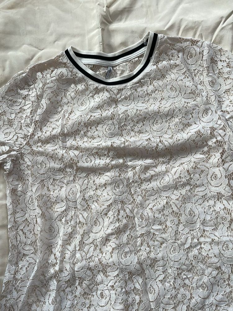 White Lace Floral Top