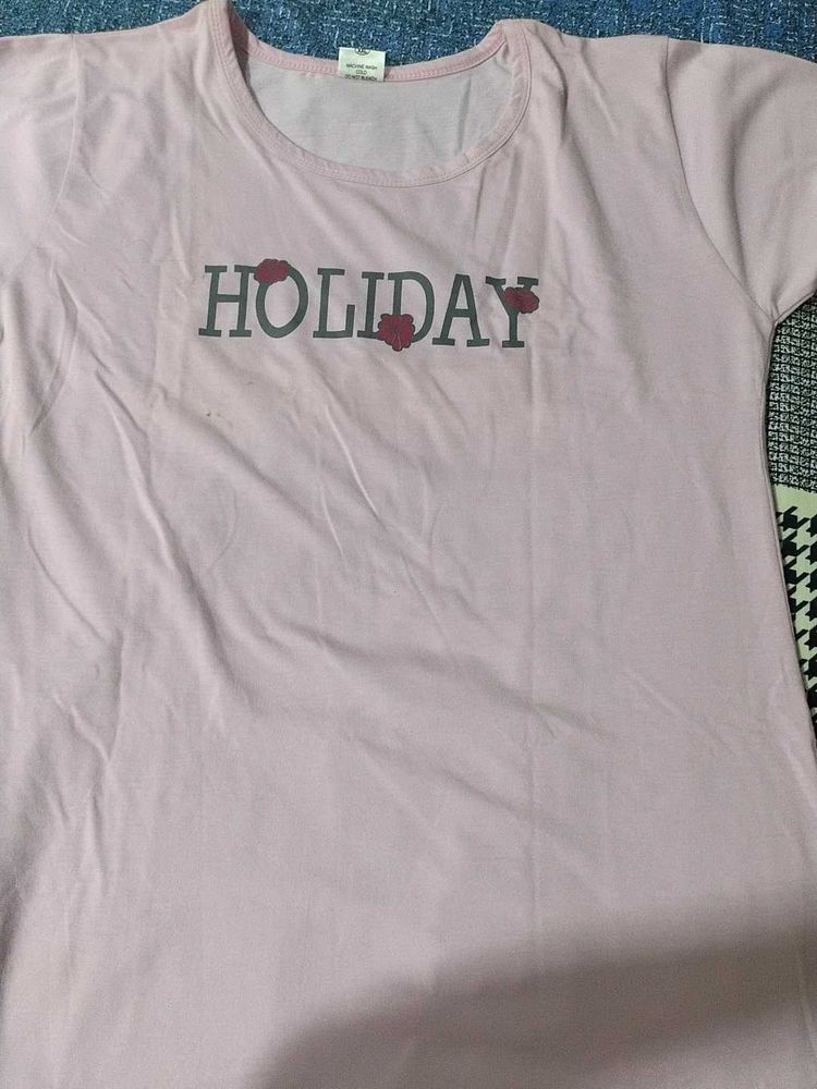 Pink 'Holiday' Graphic Tee