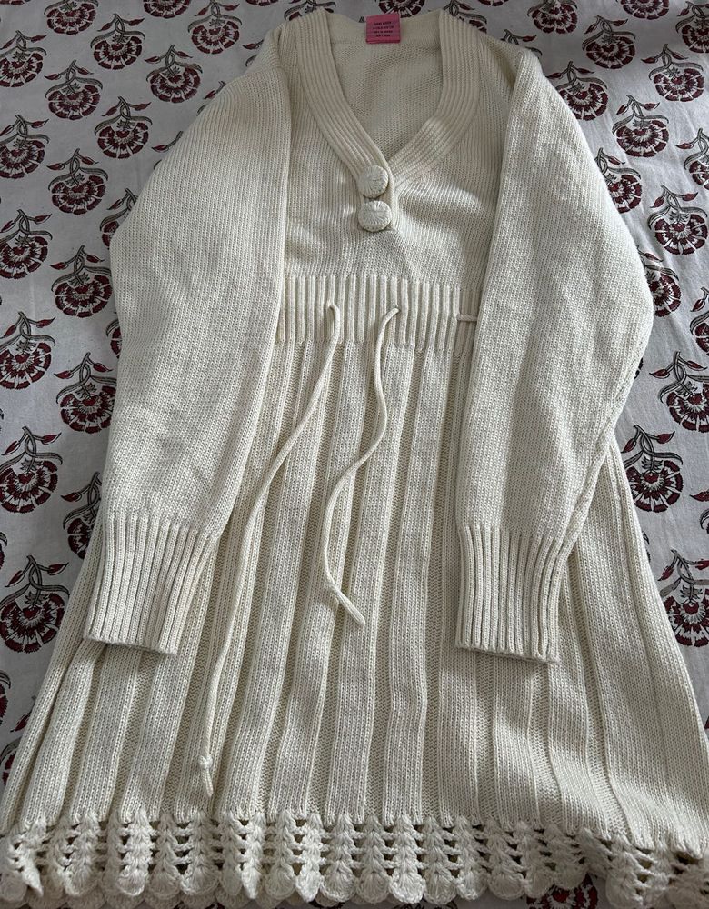 Vintage Cream Knit Sweater Dress