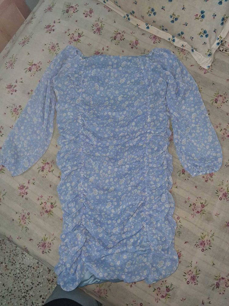 Blue Floral Mini Dress