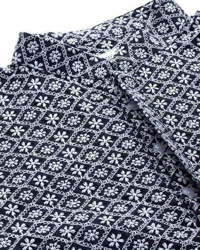 Trending Net Top Dark Blue