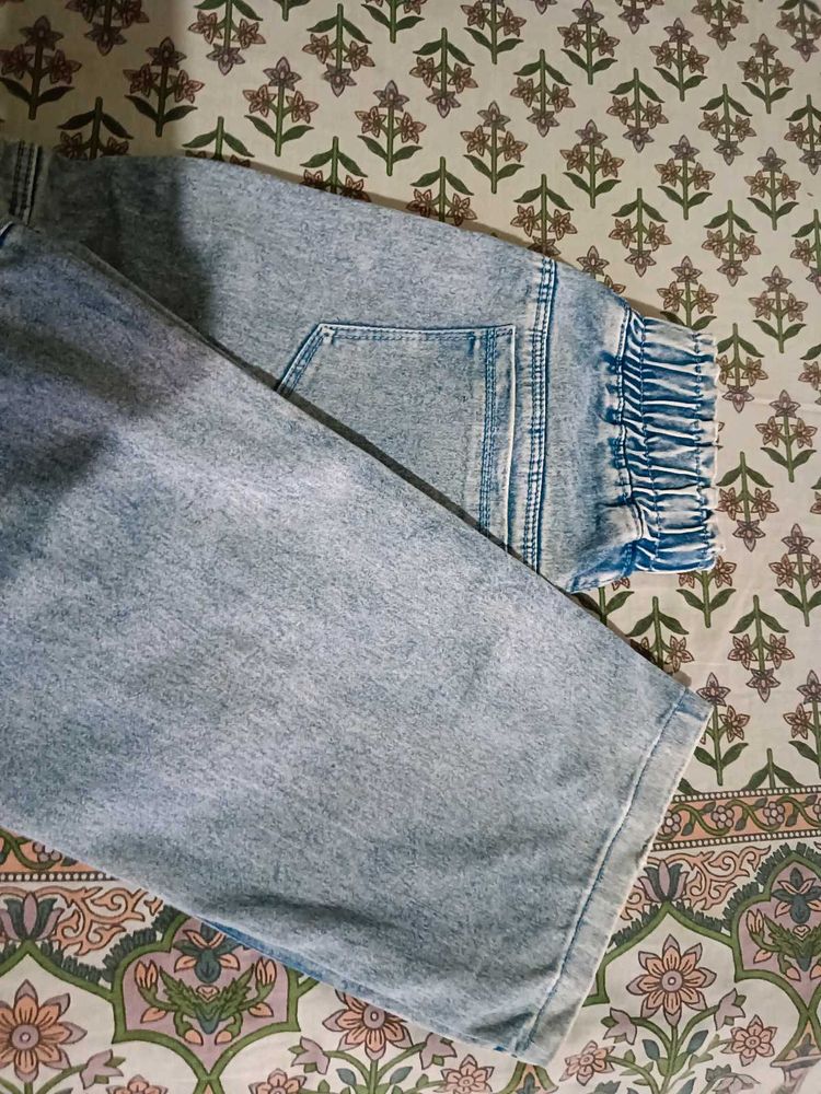 Acid Wash Denim Cargo Jeans