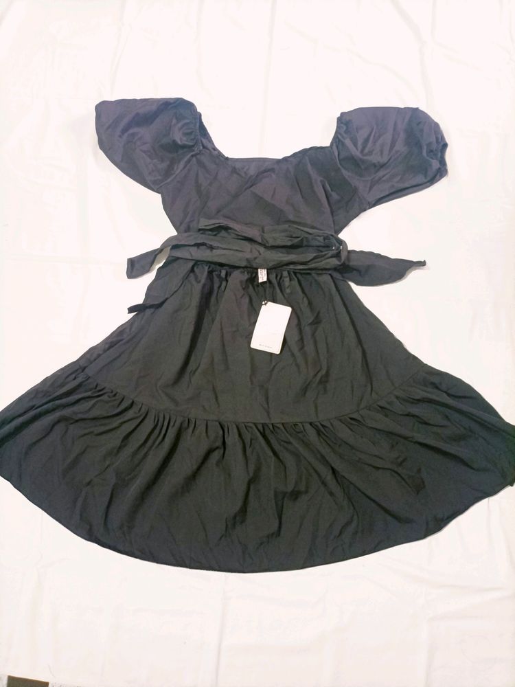 Casual Party Mini Dress Square Neck Short Bubble S