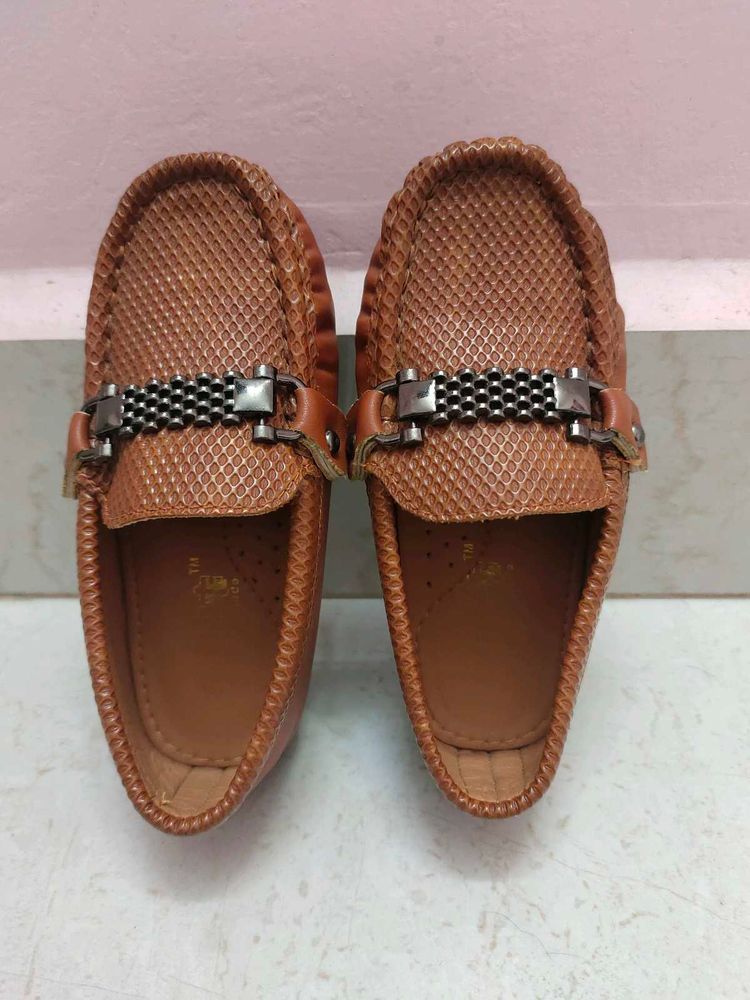 Brown Loafers with Metal Detail