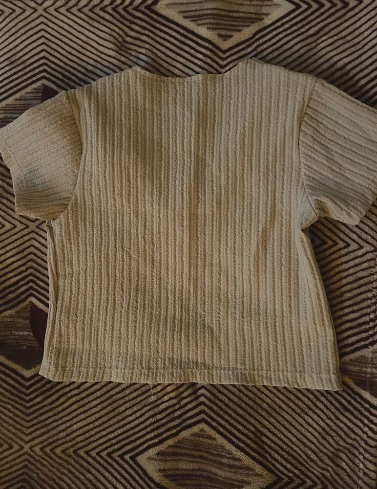Thick Crepe Beige Crop Top.