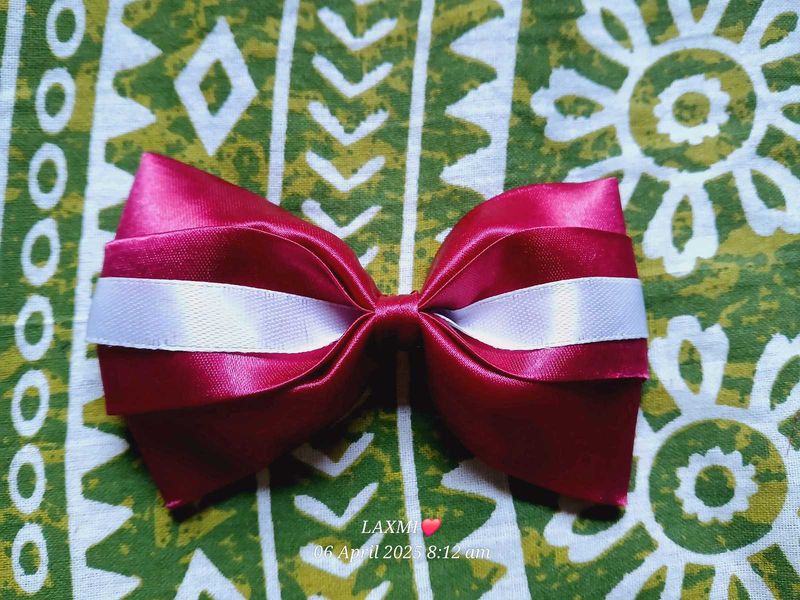 Burgundy &amp; White Bow