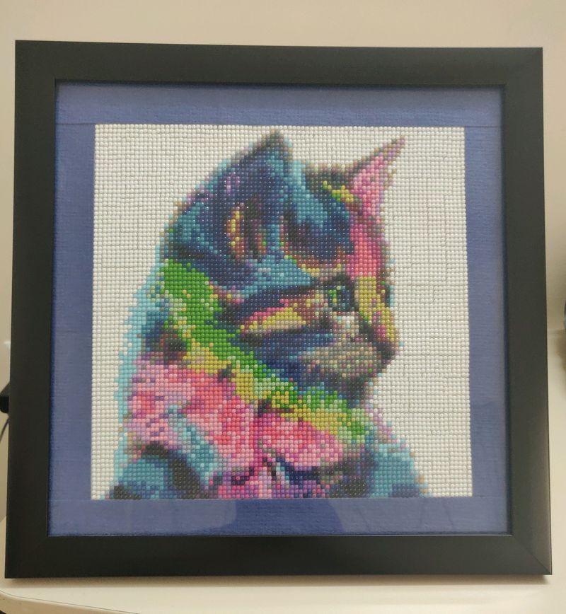 Price Reduced - Cat Painting With Frame
