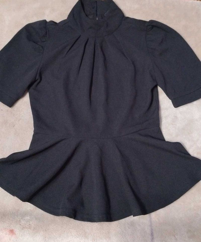Chic Black Peplum Top