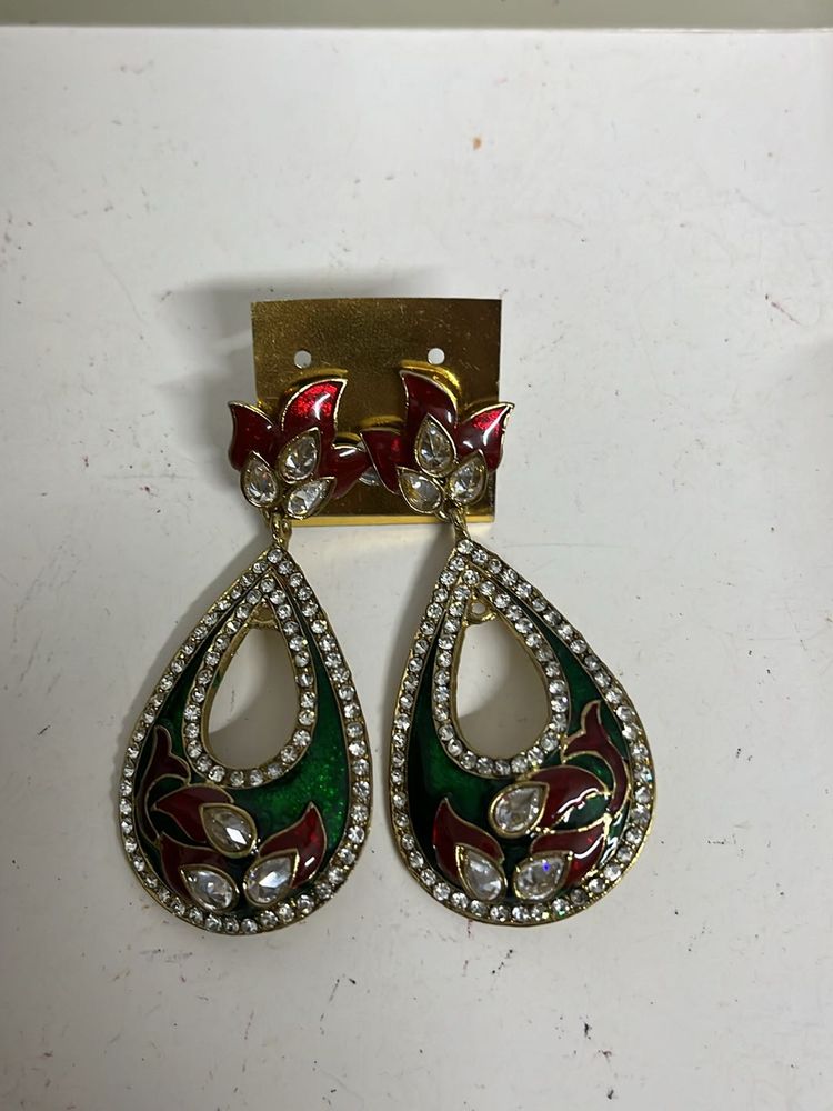 Traditional Teardrop Kundan Earrings