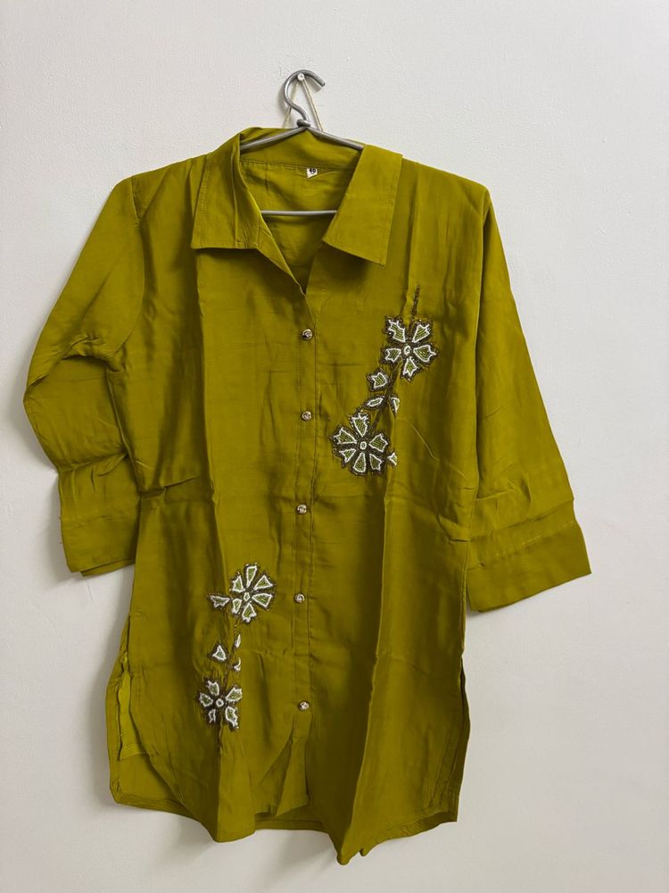 Olive Green Floral Top