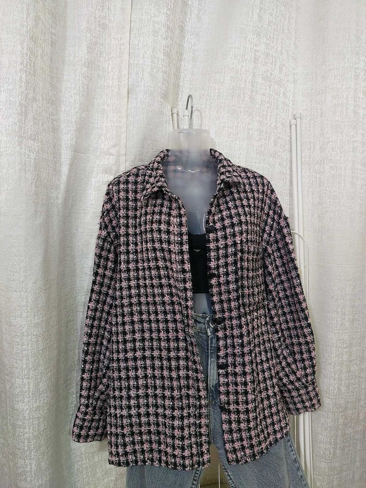 Woolen Overshirt Pink n black Check by Primark