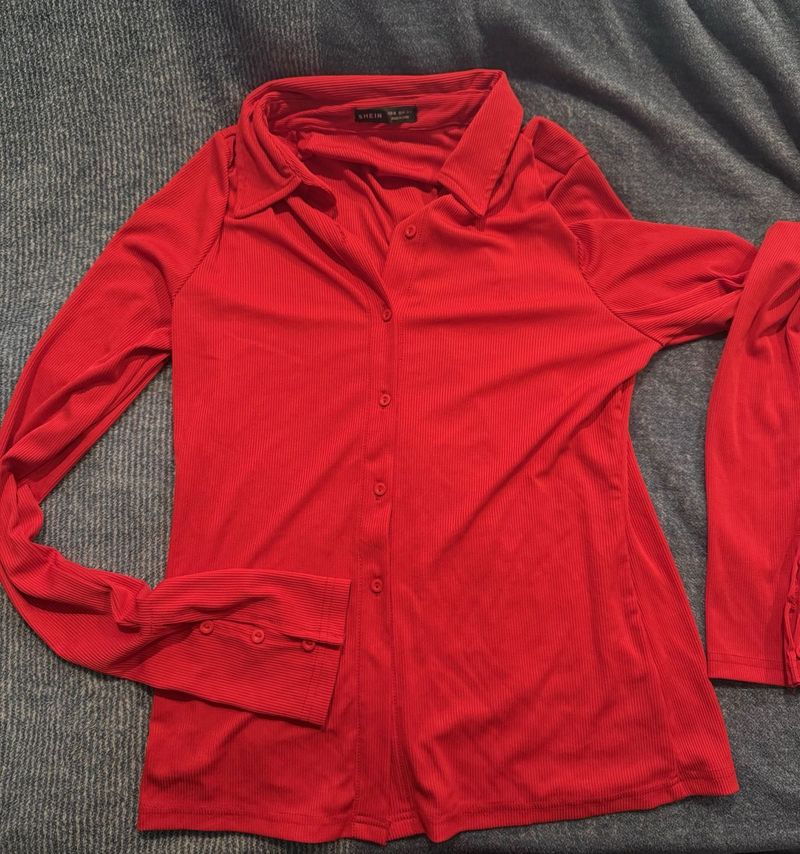 Tomato Red Button Down Shirt