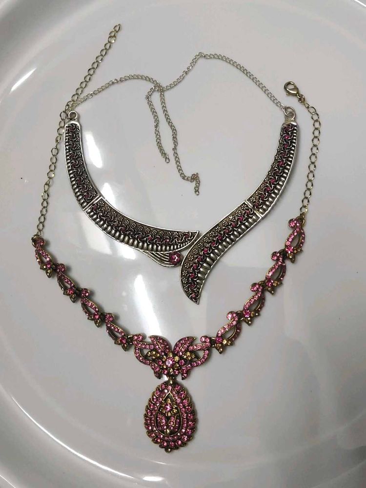 Rhinestone Necklace Set Pack Of 2
