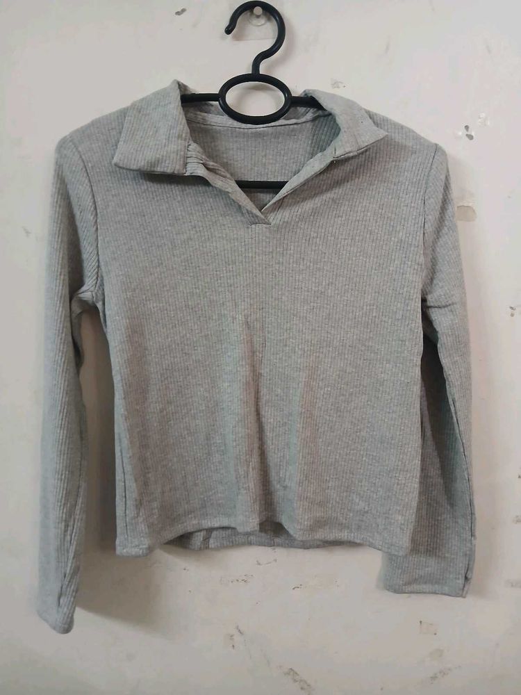Gray Long Sleeve Top