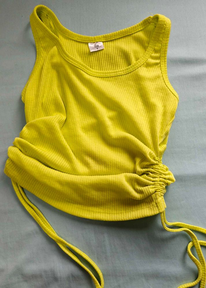 Yellow Ruched Detail Tank Top