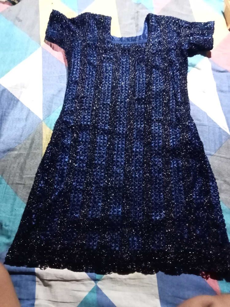Blue Embellished Kurta . Looks Like Party Wear