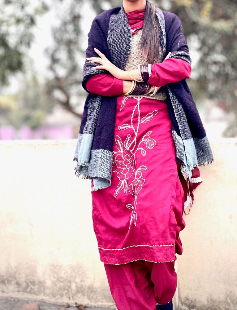 Elegant maroon Embroidered Salwar Suit