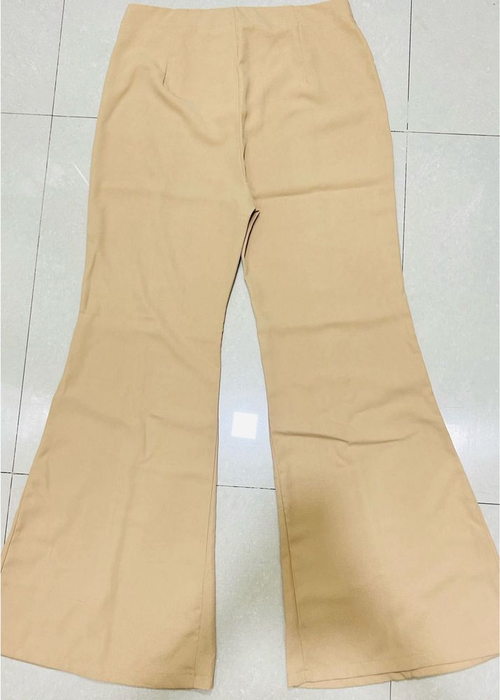 Tan Flared Leg Trousers