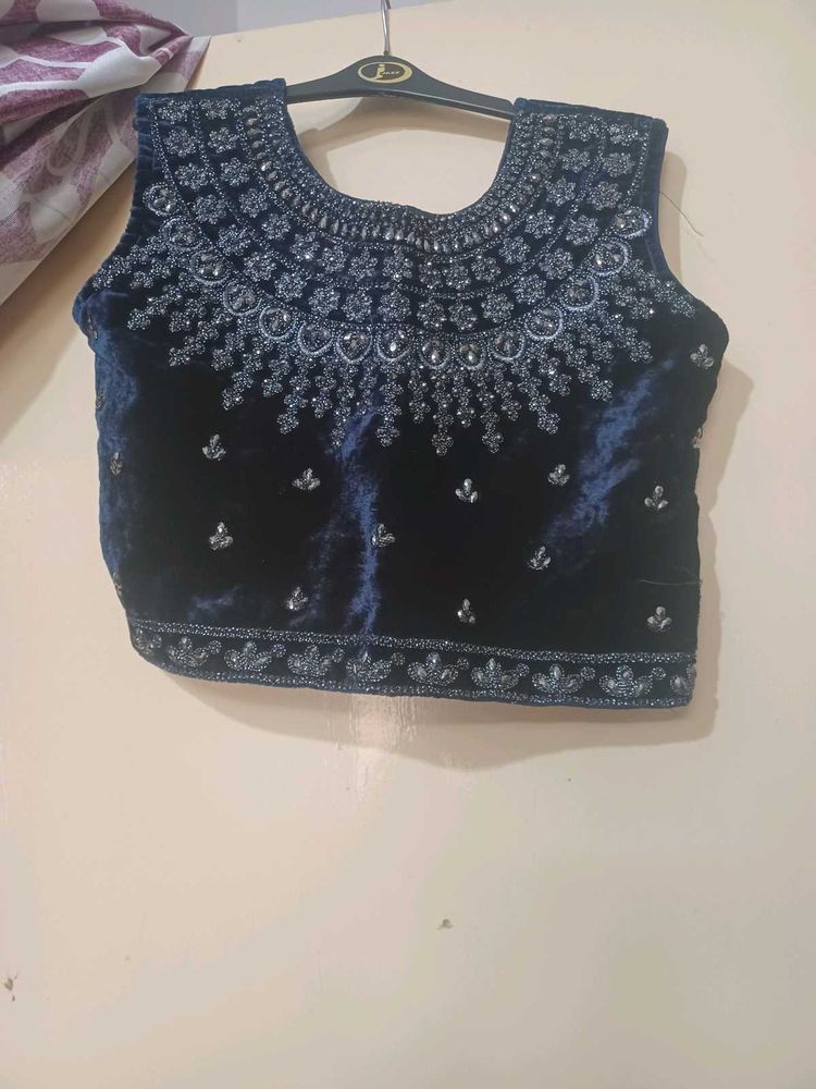 Embroidered Velvet Blouse