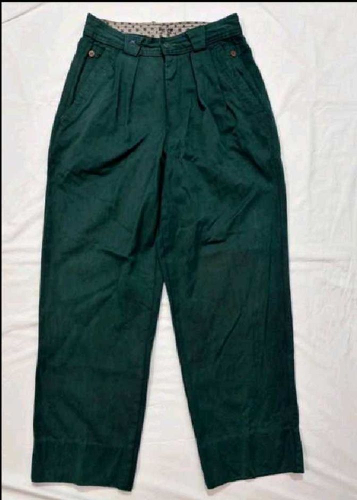 Green Cropped Wide Leg Pants