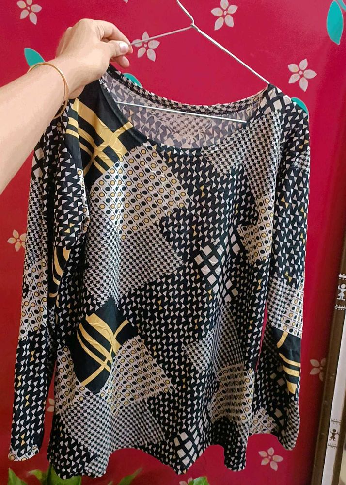 Patterned Long Sleeve Top