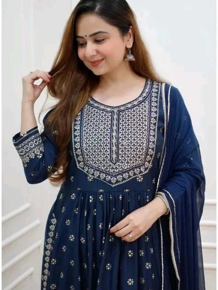 Women Rayon Three Piece Set Kurta