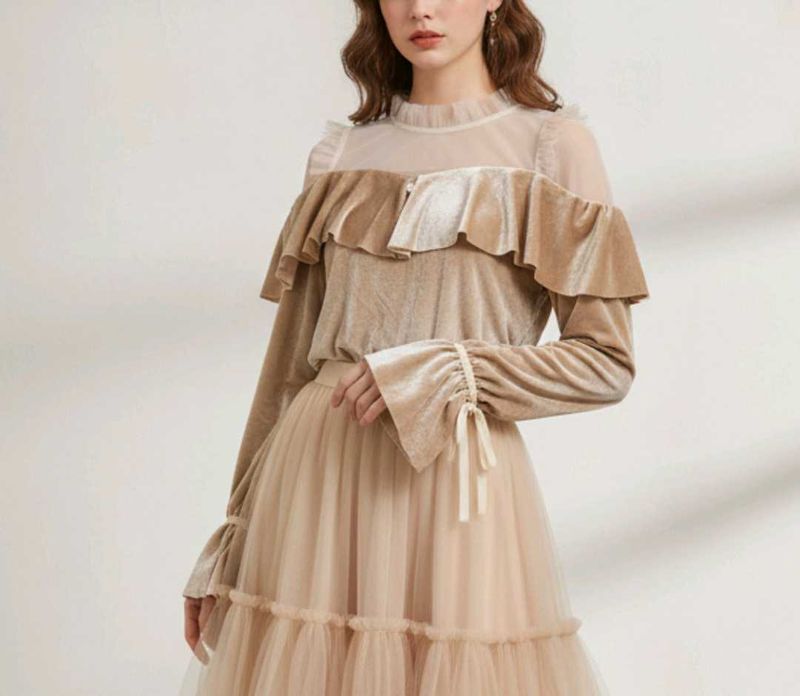 🌼Beige Elegant Ruffled Top🌼