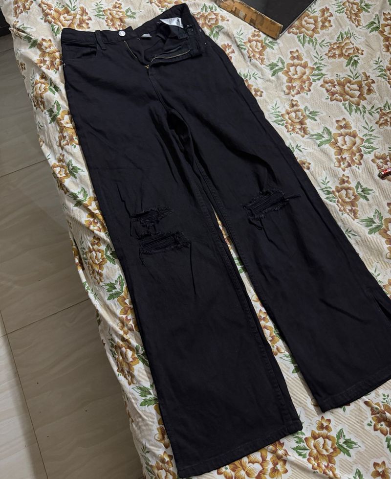 H&amp;M black side cut jeans