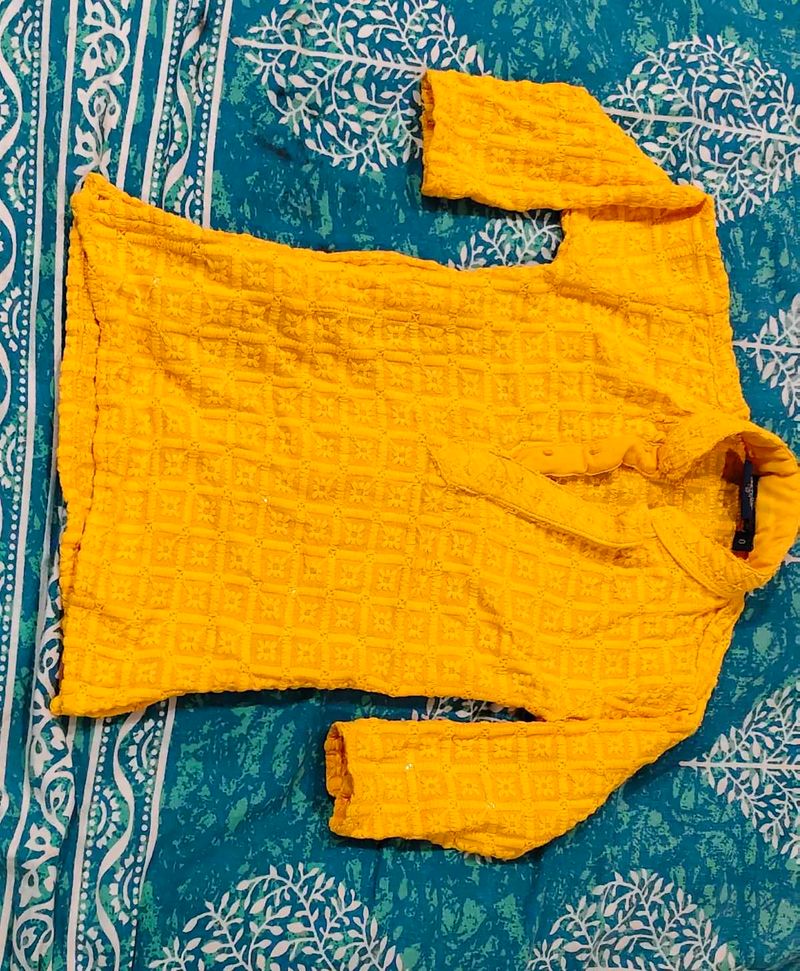 pure cotton Yellow  Kurta set