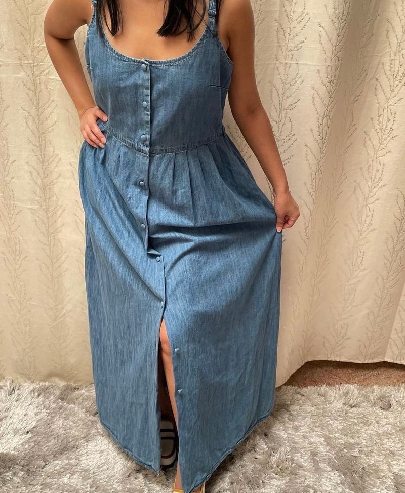 EE-Stunning Blue Denim One Piece Dress