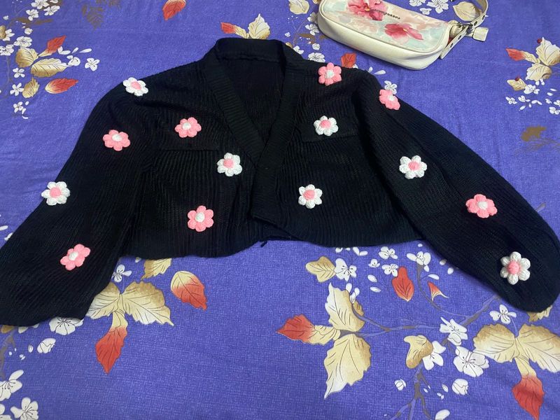 3D Flower Crop Cardigan Pinteresty Viral Trending