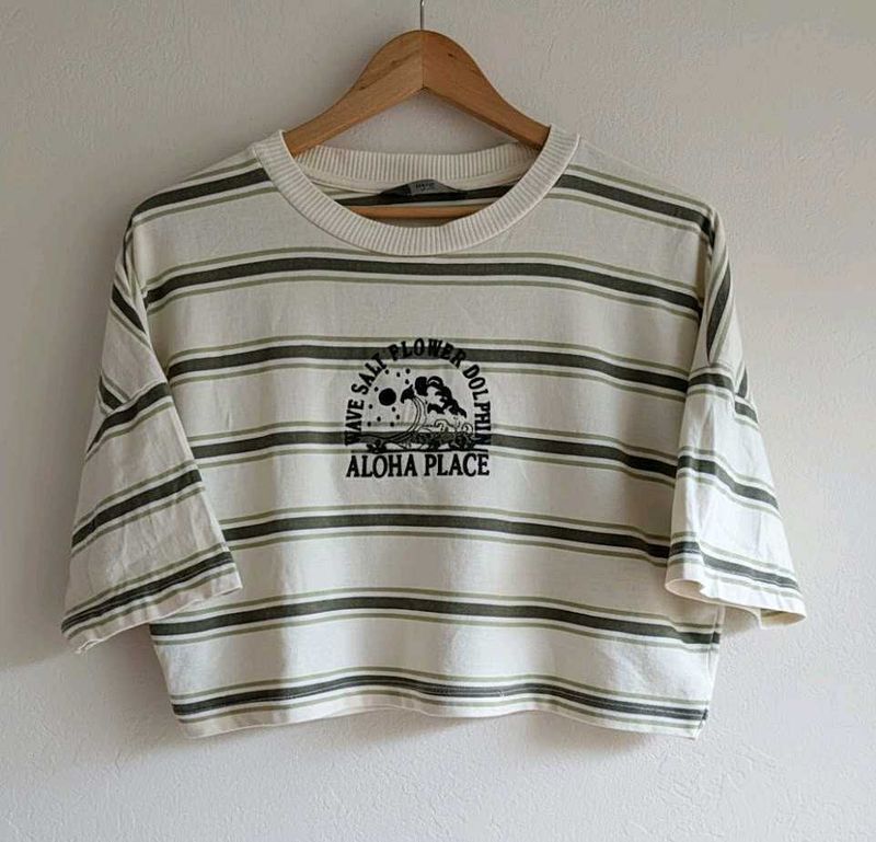 Striped Aloha Crop Top