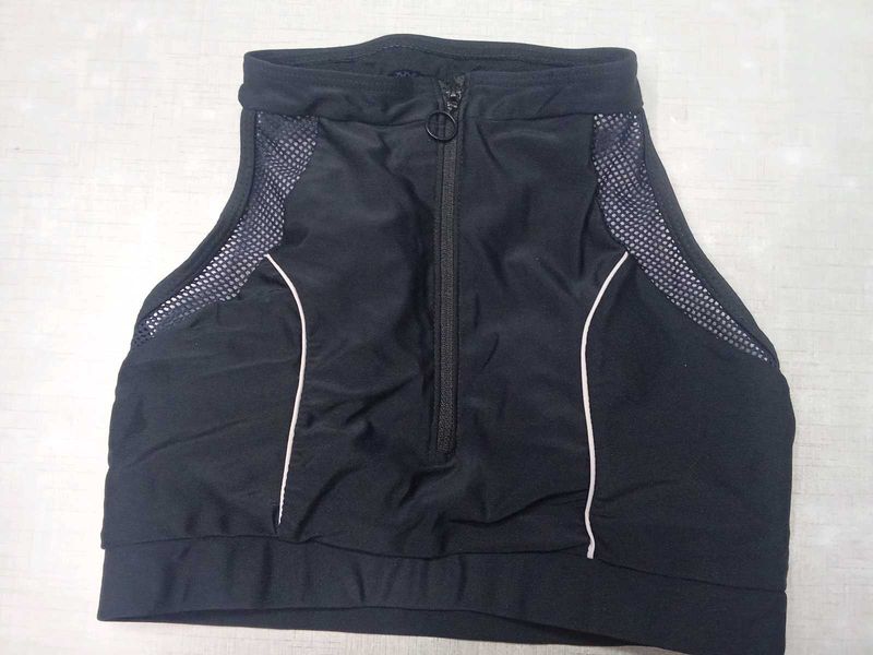 Black Sports Bra Front Zip