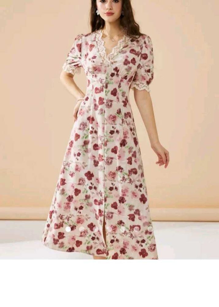 Lace Trimmed A Line Dress