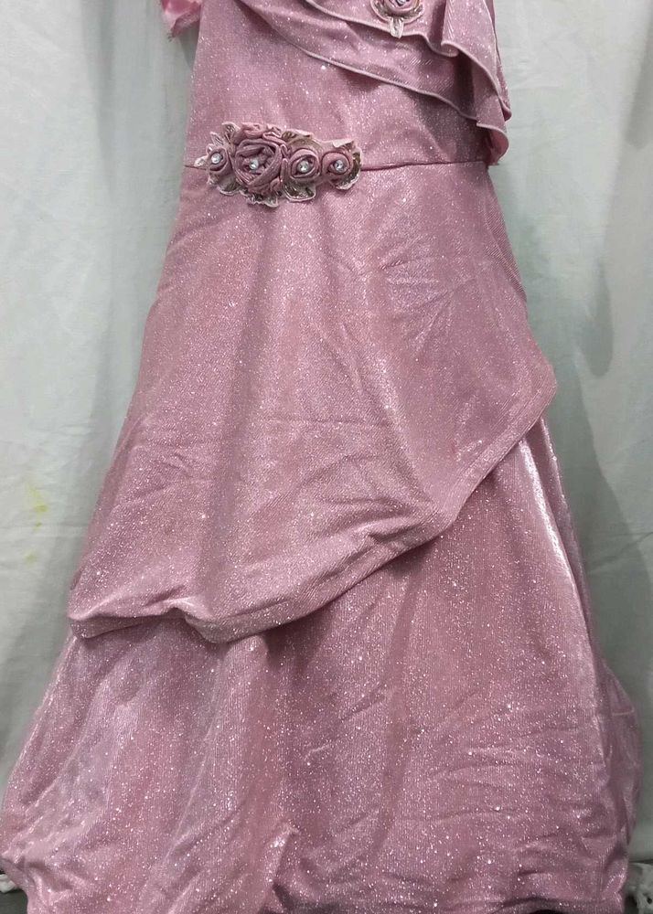 Elegant Pink Girls  Heavy Dress Gown Barbie Doll