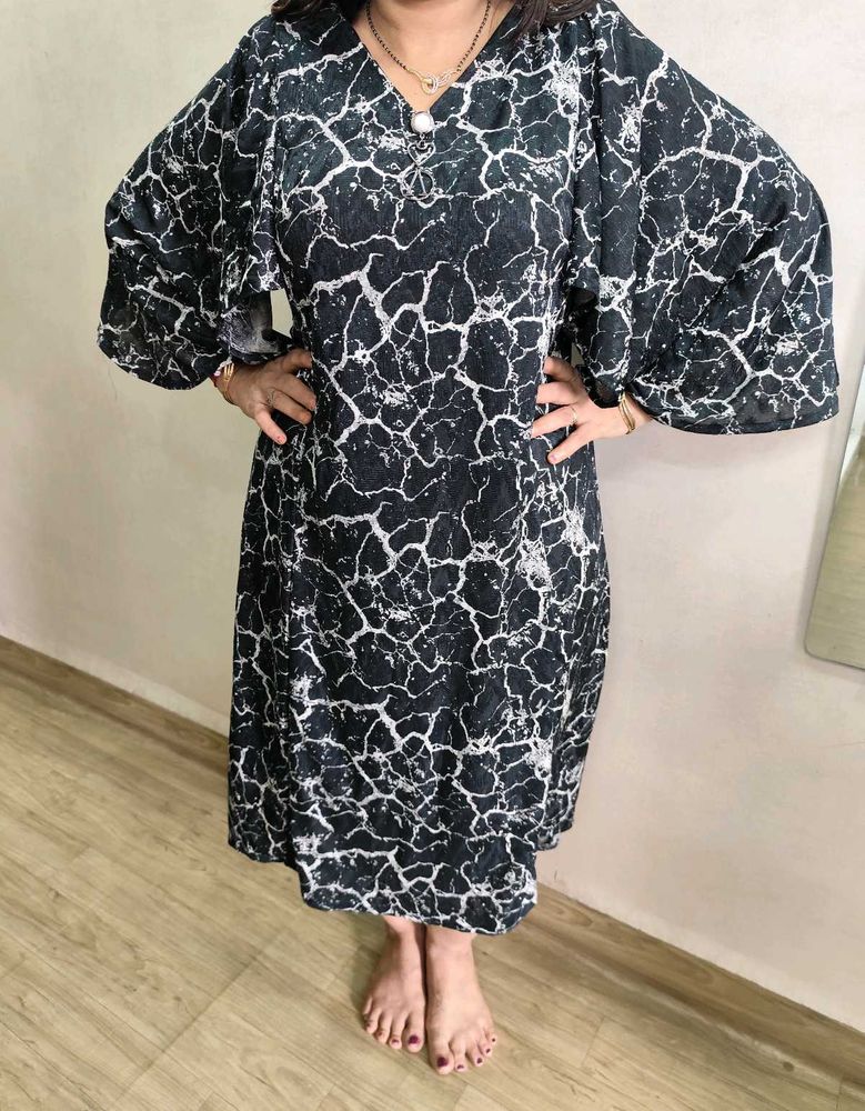 Abstract Print Midi Dress