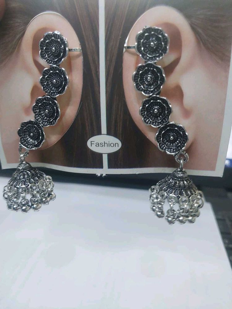 Floral Jhumka Ear Cuff Earrings