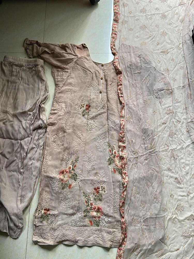 Nude Shade Kurta Pant Dupatta Set
